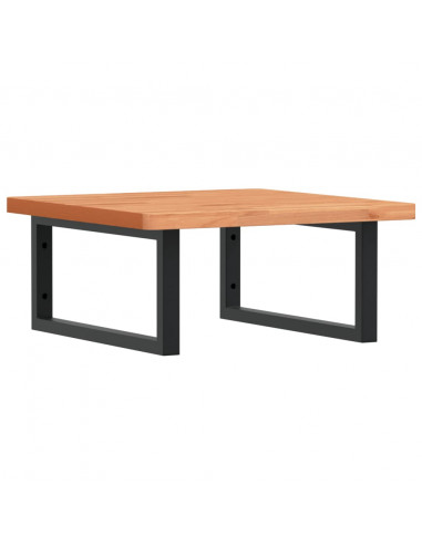 Ripiano a Parete per Lavabo in Acciaio e Massello di Faggio