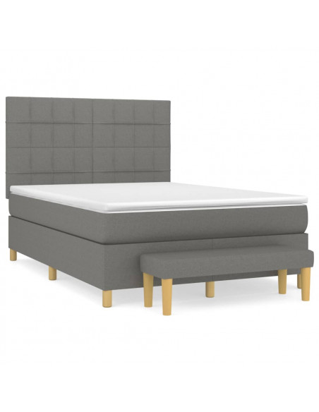 Giroletto a Molle con Materasso Grigio Scuro 140x200cm Tessuto