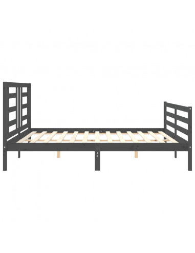 Giroletto con Testiera Grigio 200x200 cm in Legno Massello