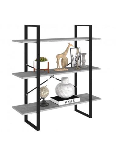 Libreria Grigio Cemento 100x30x105 cm in Legno Multistrato