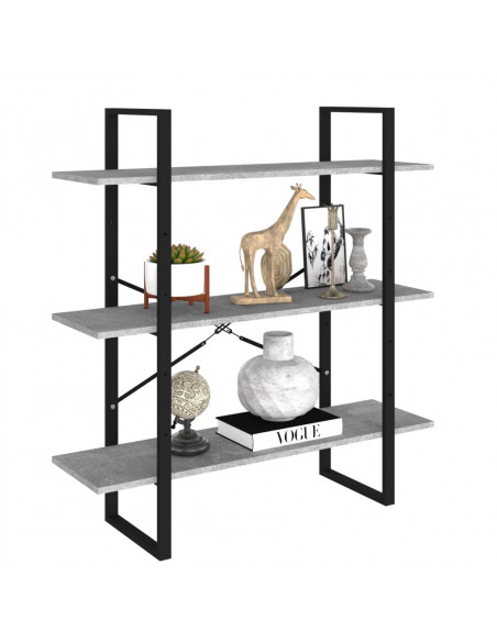 Libreria Grigio Cemento 100x30x105 cm in Legno Multistrato