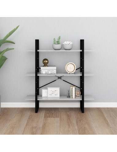 Libreria Grigio Cemento 100x30x105 cm in Legno Multistrato