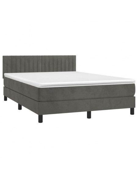 Letto a Molle con Materasso e LED Grigio Scuro 140x200 cm