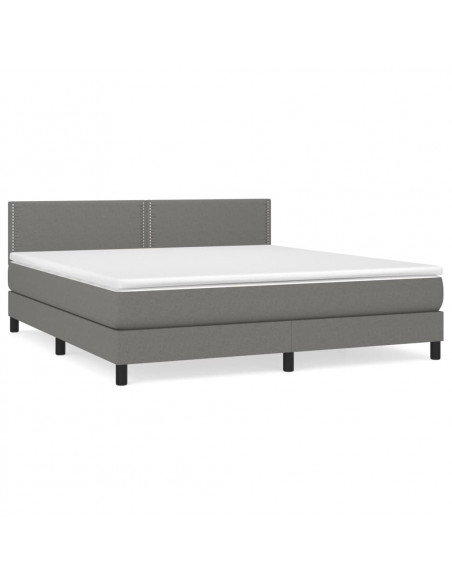 Giroletto a Molle con Materasso Grigio Scuro 160x200 cm Tessuto