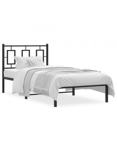 Giroletto con Testiera in Metallo Nero 90x200 cm