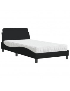 Letto con Materasso Nero 100x200 cm in Tessuto 2
