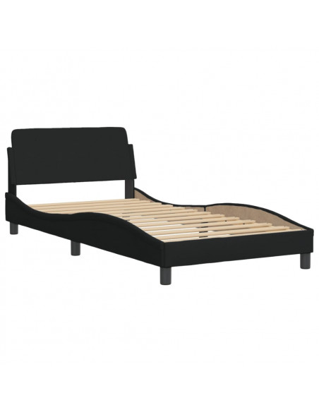 Letto con Materasso Nero 100x200 cm in Tessuto