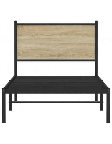 Giroletto con Testiera in Metallo Rovere Sonoma 90x190 cm