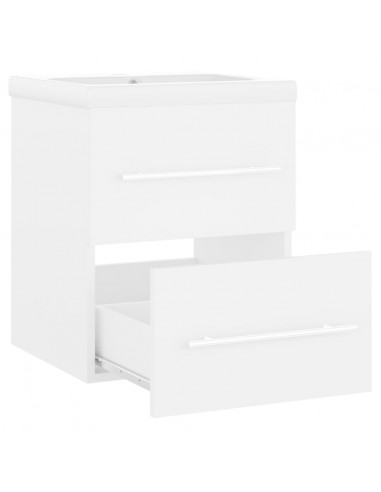 Mobile Bagno con Lavabo Integrato Bianco in Legno Multistrato