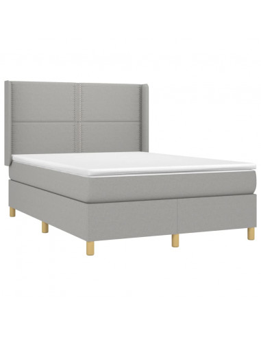 Letto a Molle Materasso e LED Grigio Chiaro 140x190 cm Tessuto