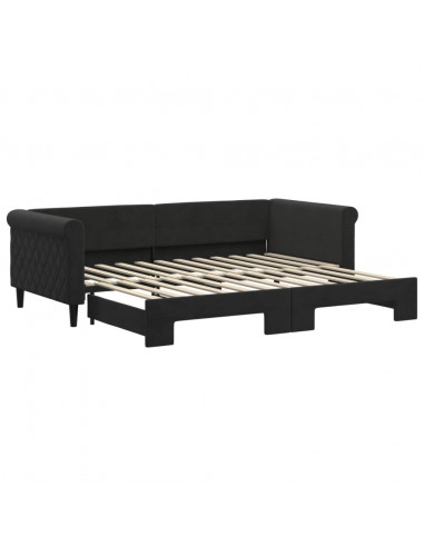 Divano Letto con Letto Estraibile Nero 90x200 cm in Velluto
