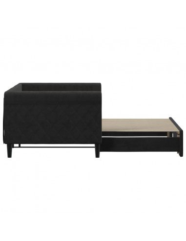 Divano Letto con Letto Estraibile Nero 90x200 cm in Velluto