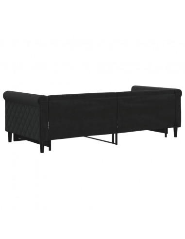 Divano Letto con Letto Estraibile Nero 90x200 cm in Velluto