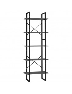 Libreria a 5 Ripiani Grigia 60x30x175 cm in Legno Multistrato 2