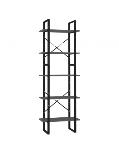 Libreria a 5 Ripiani Grigia 60x30x175 cm in Legno Multistrato