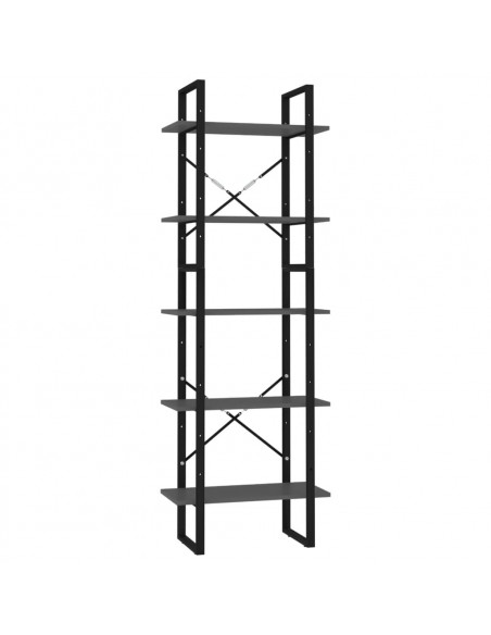 Libreria a 5 Ripiani Grigia 60x30x175 cm in Legno Multistrato