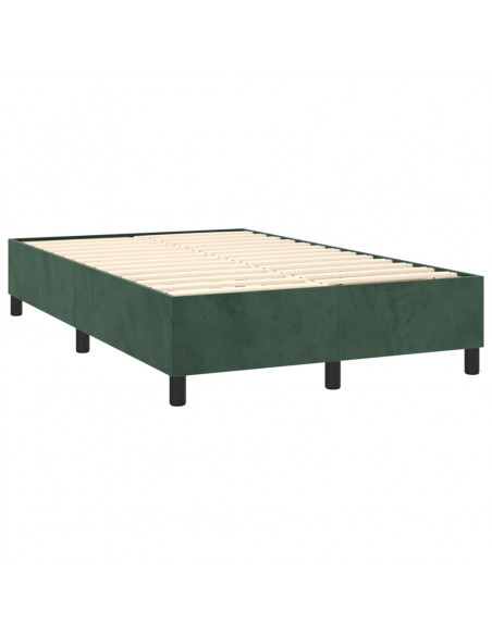 Letto a Molle con Materasso e LED Verde Scuro 120x200cm Velluto