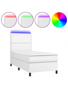 Giroletto Molle con Materasso e LED Bianco 90x190 cm Similpelle 2