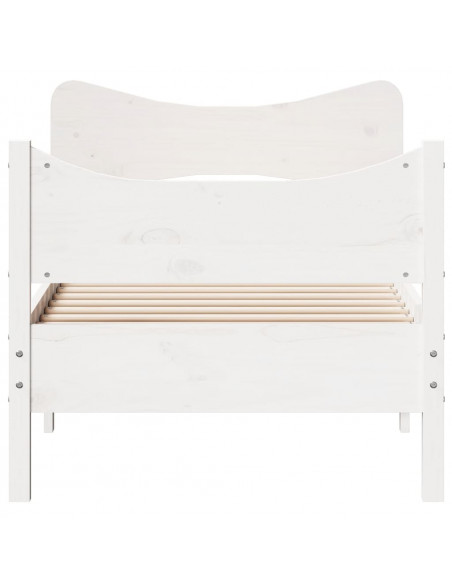 Giroletto con Testiera Bianco 100x200 cm Legno Massello di Pino