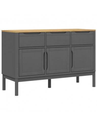 Credenza FLORO Grigia 114x43x74 cm in Legno Massello di Pino