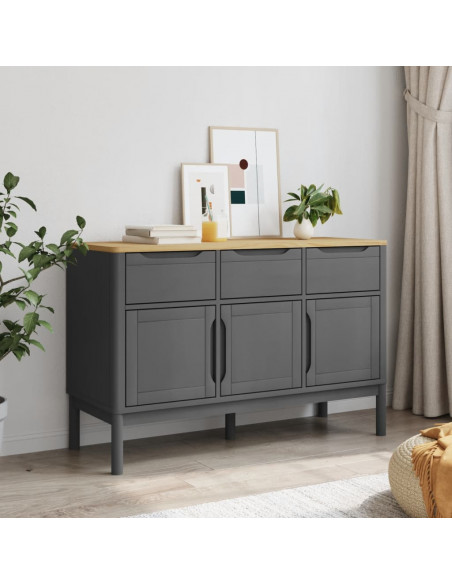 Credenza FLORO Grigia 114x43x74 cm in Legno Massello di Pino