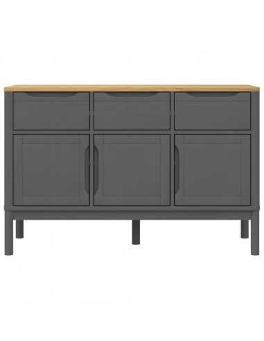 Credenza FLORO Grigia 114x43x74 cm in Legno Massello di Pino