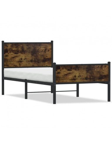 Giroletto con Testiera e Pediera Metallo Rovere Fumo 90x190 cm