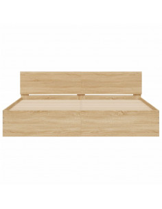 Giroletto con Testiera e LED Rovere Sonoma 180x200 cm 2