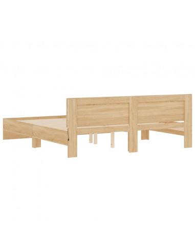 Giroletto con Testiera e LED Rovere Sonoma 180x200 cm