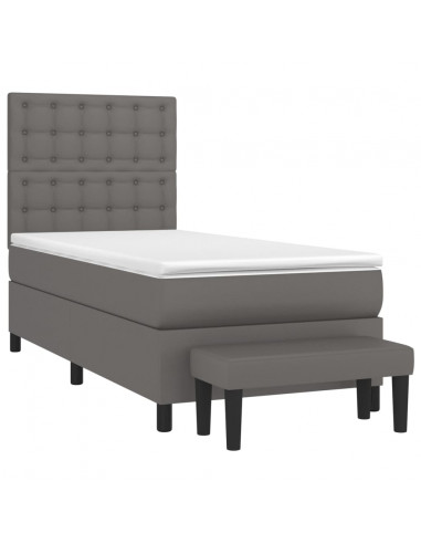 Giroletto a Molle con Materasso Grigio 100x200 cm in Similpelle