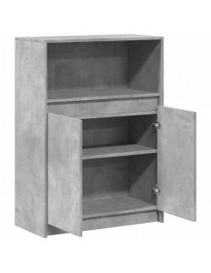 Credenza con LED Grigio Cemento 72x34x100 cm Legno Multistrato 2