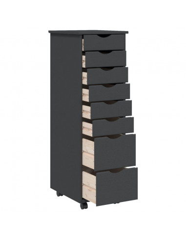 Armadietto Rotante con Cassetti MOSS Grigio Legno Massello Pino