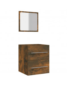 Mobile da Bagno con Specchio Rovere Fumo 41x38,5x48 cm 2