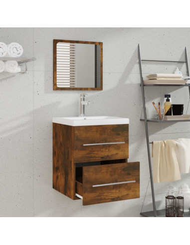 Mobile da Bagno con Specchio Rovere Fumo 41x38,5x48 cm