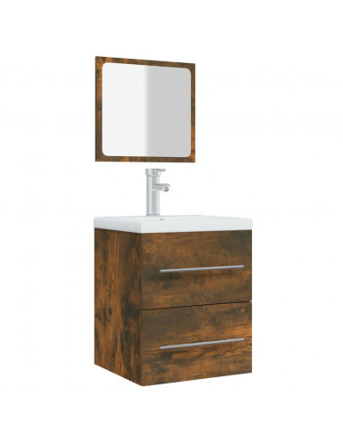 Mobile da Bagno con Specchio Rovere Fumo 41x38,5x48 cm