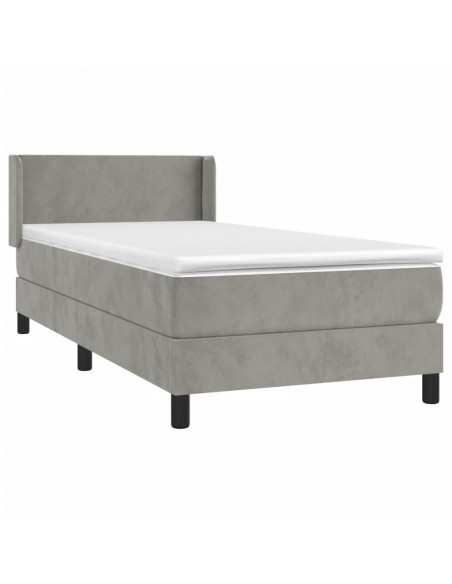 Giroletto a Molle con Materasso Grigio Chiaro 80x200 cm Velluto
