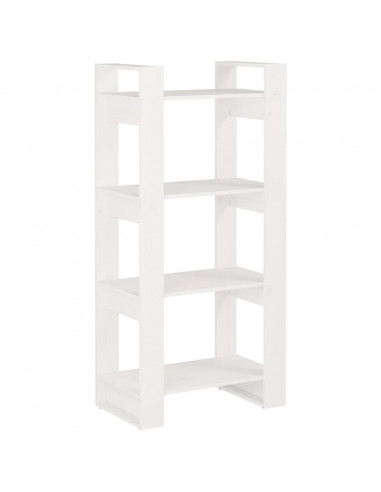 Libreria/Divisorio Bianco 60x35x125 cm Legno Massello