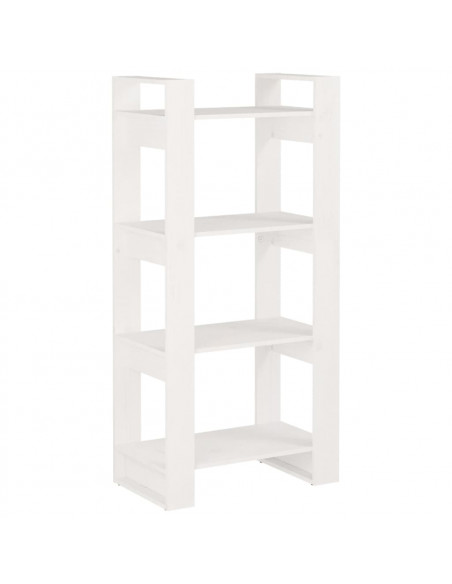 Libreria/Divisorio Bianco 60x35x125 cm Legno Massello