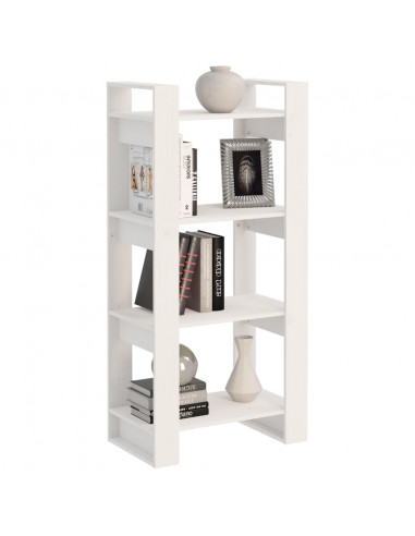 Libreria/Divisorio Bianco 60x35x125 cm Legno Massello