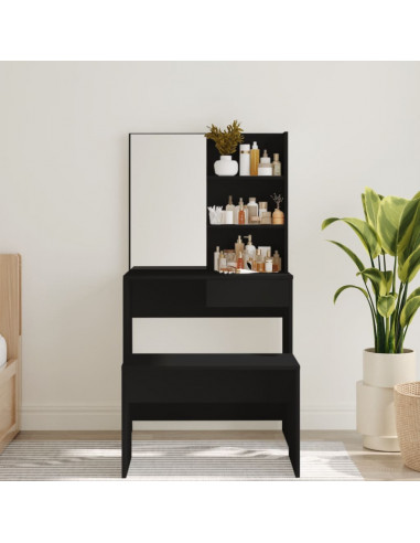 Toeletta con Specchio Nero 74,5x40x141 cm