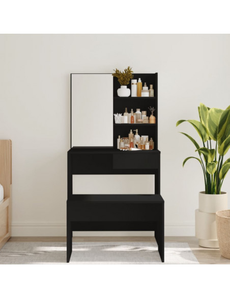 Toeletta con Specchio Nero 74,5x40x141 cm