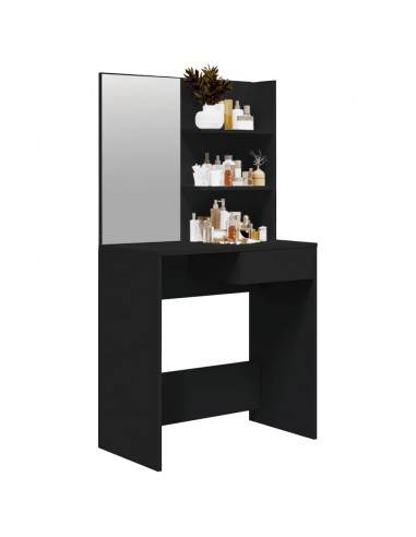 Toeletta con Specchio Nero 74,5x40x141 cm