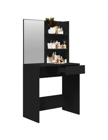 Toeletta con Specchio Nero 74,5x40x141 cm