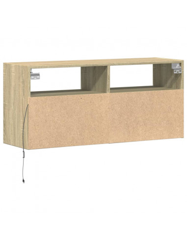 Mobile TV a Parete con Luci LED Rovere Sonoma 100x31x45 cm