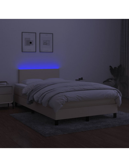 Letto a Molle con Materasso e LED Crema 120x190 cm in Tessuto