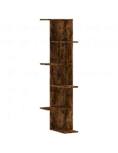 Scaffale Angolare Muro Rovere Fumo 36,5x36,5x140cm Multistrato