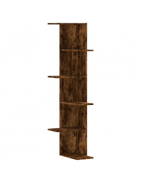 Scaffale Angolare Muro Rovere Fumo 36,5x36,5x140cm Multistrato