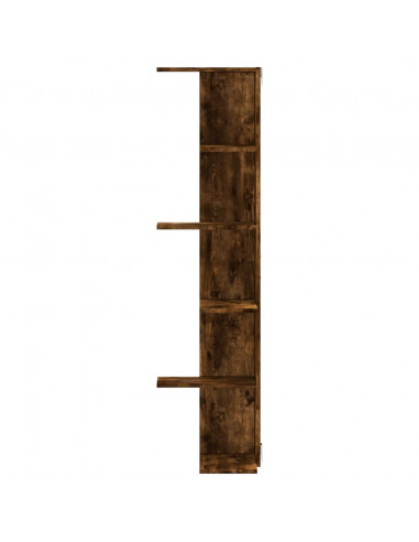 Scaffale Angolare Muro Rovere Fumo 36,5x36,5x140cm Multistrato