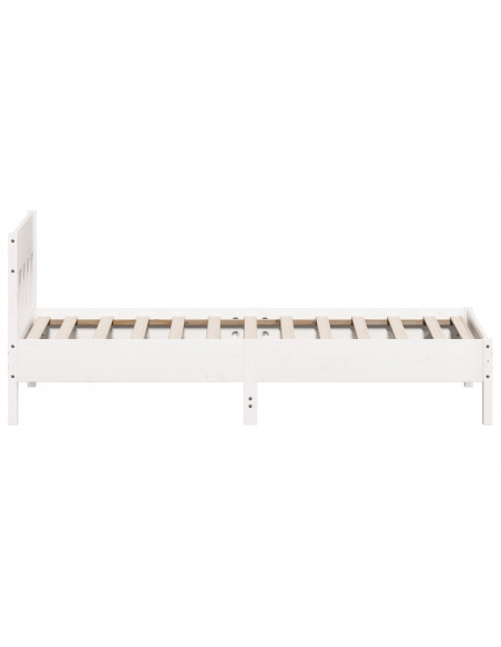 Giroletto con Testiera Bianco 90x190 cm Legno Massello di Pino