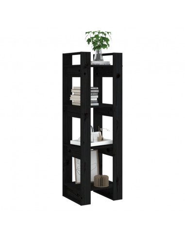 Libreria/Divisorio Nero 41x35x125 cm in Legno Massello di Pino